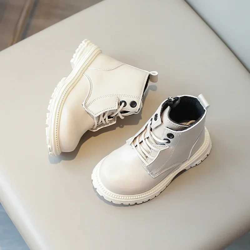 Childrens Short Boots Fashion Edition Boys and Girls Motorcycle Boots Solid Color New Childrens Ankle Boots Pu Leather Thick Bottom M241102