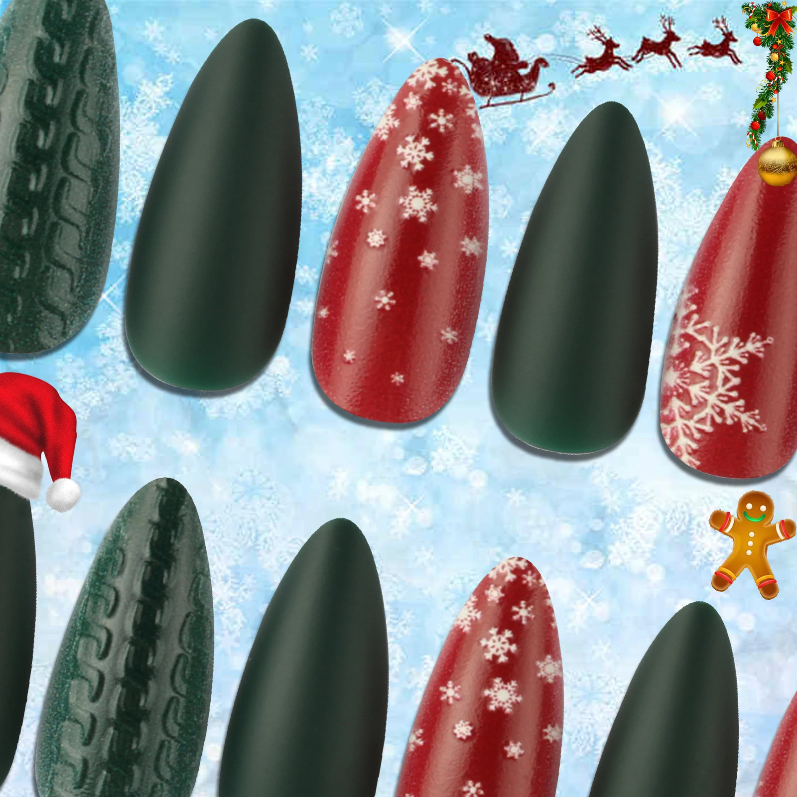 High quality factory wholesale 24/pcs Christmas long artificial nails fake finger nails artistic fake nails 241031