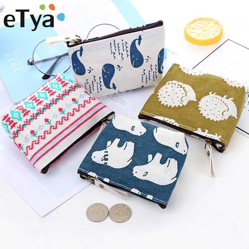 Women Canvas Coin Purse Card Key Mini Purses Pouch Girl Kids Children Cute Small Zipper Coin Purse Card Holder Wallet Bag CaseXJ241111