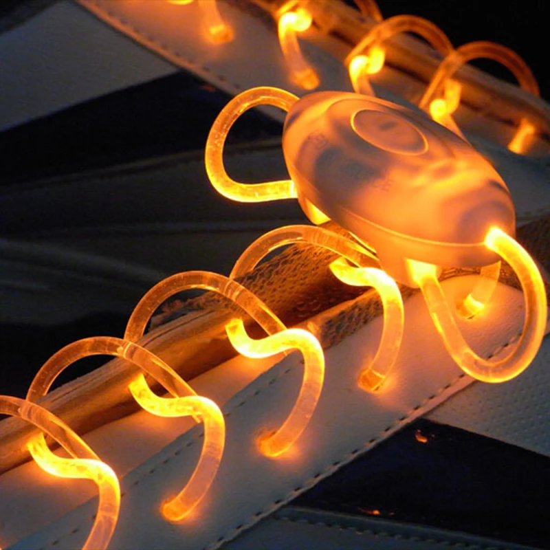 1Pair LED new Sport Shoe Laces 2025 Luminous Shoelaces Glow Shoe Strings Round Flash Light Shoelaces Batteries Sneakers Flat Shoelaces