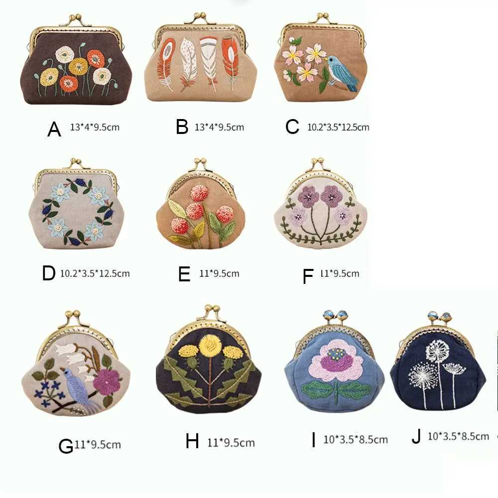 Flowers Bird Embroidered Coin Purse Wallet Mobile Phe Bags Kit Embroidered Wallet Crafts Handmade DIY Coin Purse Cluh BagsXJ241111