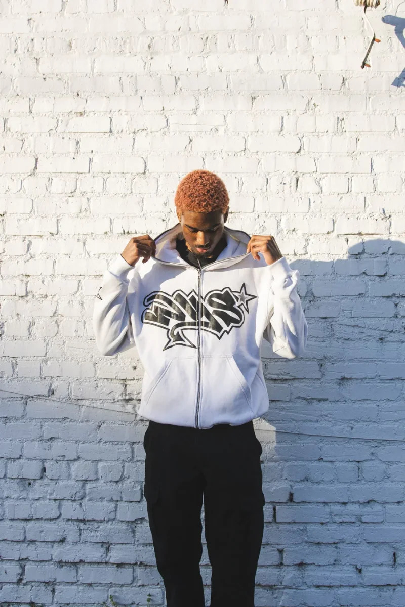 Zip Up Hoodie Y2k Harajuku Pattern Printing All Match Long Sleeved Sweatshirt Loose Oversized Streetwear Blue 240320