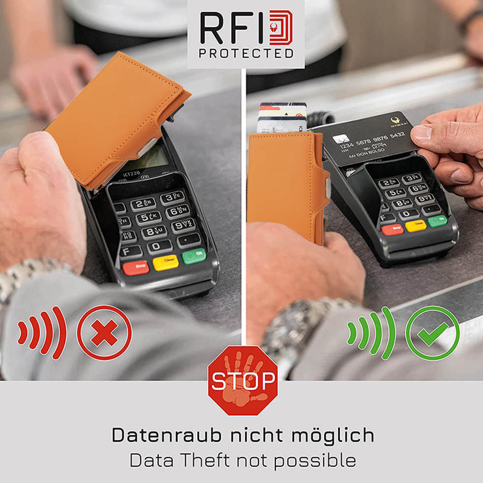 Choice Fashion Aluminum Credit Card Wallet RFID Blocking Trifold Smart Luxury Leather Men Wallets Slim with Coin Pocket Vallet