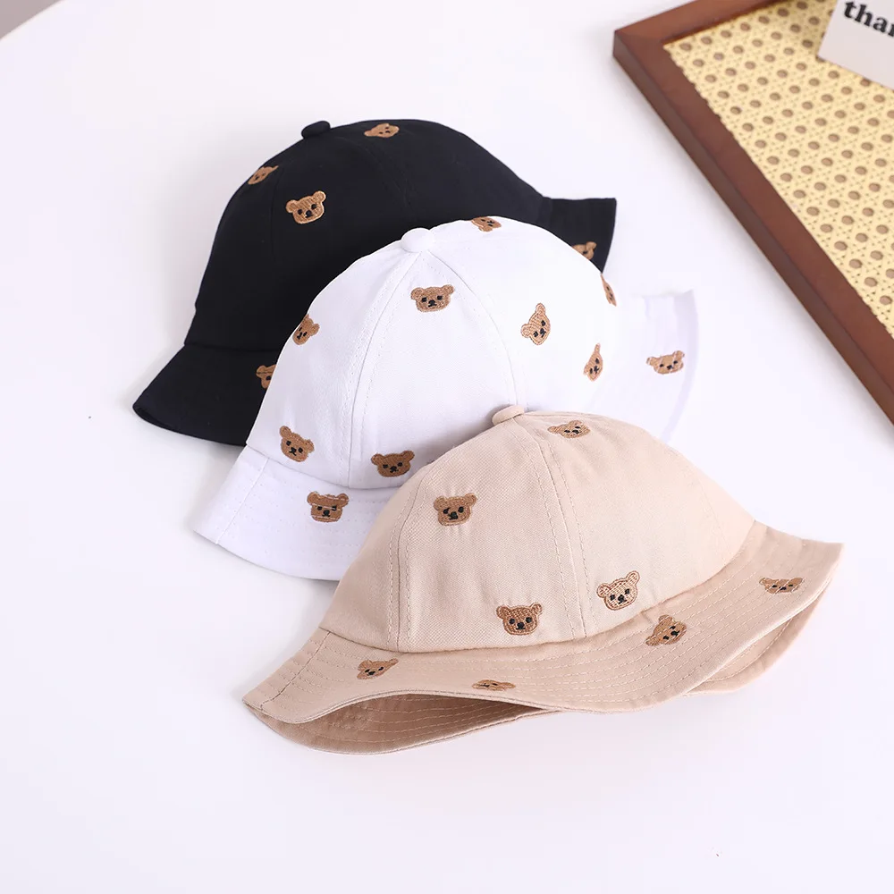 Embroidered Bear Baby Bucket Hat For 1-3Y Children New Spring Baby Boys Girls 2025 Sunshade Hat Lovely Outdoor Summer new Hat Fishing Cap
