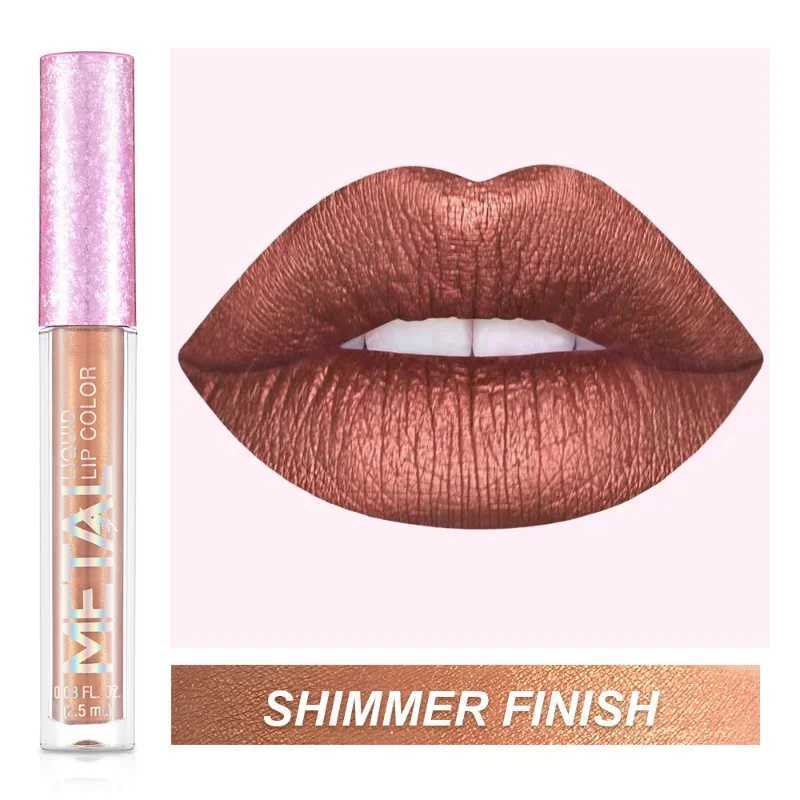 12 color waterproof metallic gloss lip gloss matte liquid lipstick shimmer lip gloss lasting lip gloss cosmetics W241101