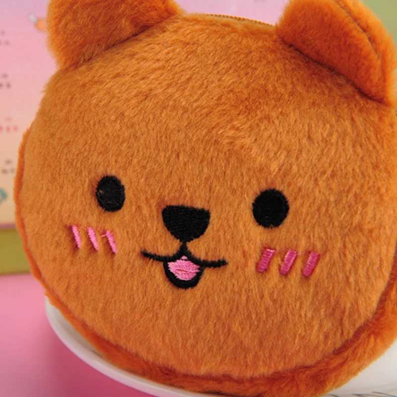 Animal Coin Purse Zipper Wallets Free Shipping Items Women Medero Carto Plush Cute Creative Small Purse With KeychainXJ241111