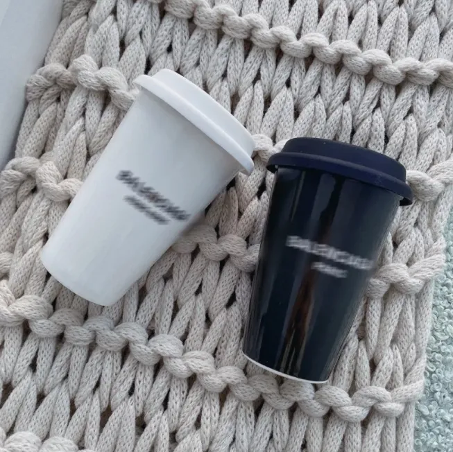 Designer Luxury Large Capacity Ceramic Coffee Mug With Lid 500ML Portable Tumblers Couple Cups