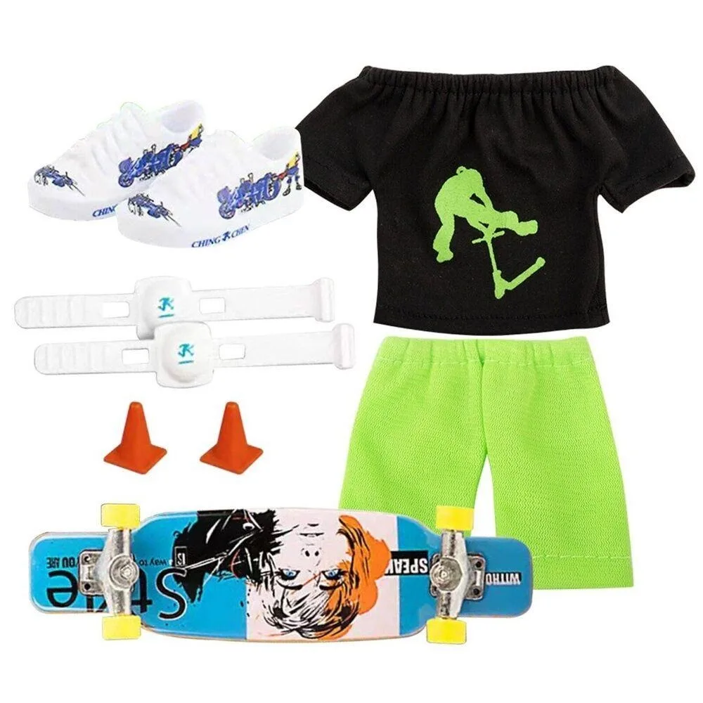 1Set Mini Finger Skateboards Scooter new Kit Small Finger Shoes With Pants Kneepad Clothes Popular 2025 Finger Toys