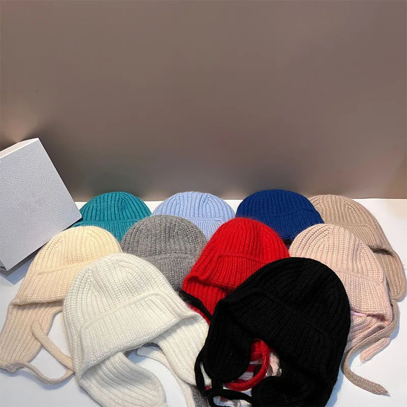 Women Winter Angora Earflaps Hat Warm Fluffy Rabbit Fur Knit Female Thick Fleece Lined Russian Trapper 10 Colors 240311