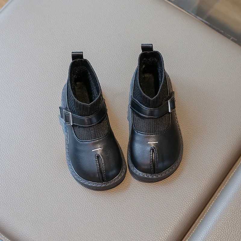 new girls ankle boots fashion patch work winter childrens flat shoes custom childrens cotton boots anti slip hook and loop M241102