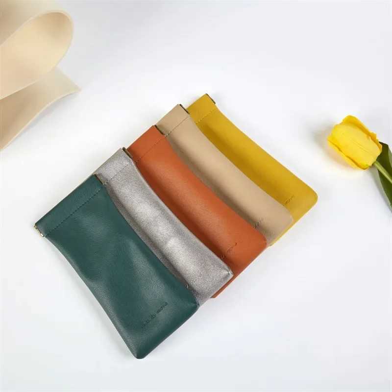 New Mini Delie Coin Purse Solid Color Simple Portable Key Organizer PU Leather Soft Side Magnetic Buckle Lipstick Hand BagXJ241111