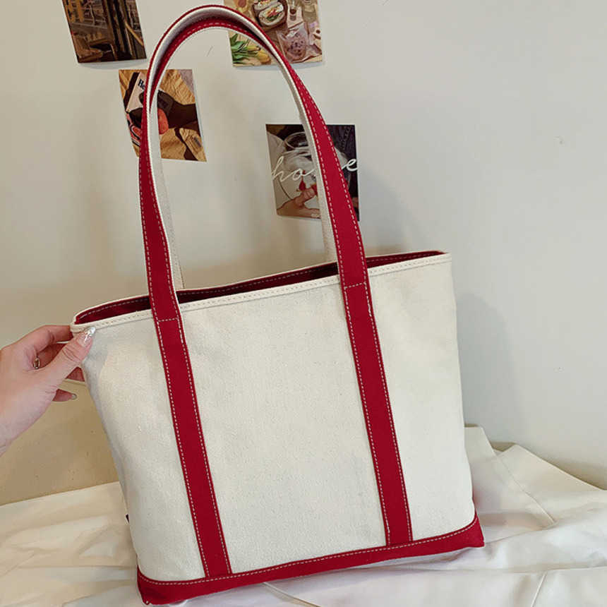 Shoulder Bags Canvas Shopping Bag For Women Casual Versatile Canvas Bag Student WoMens Bag Minimalist Tote Bag 241015