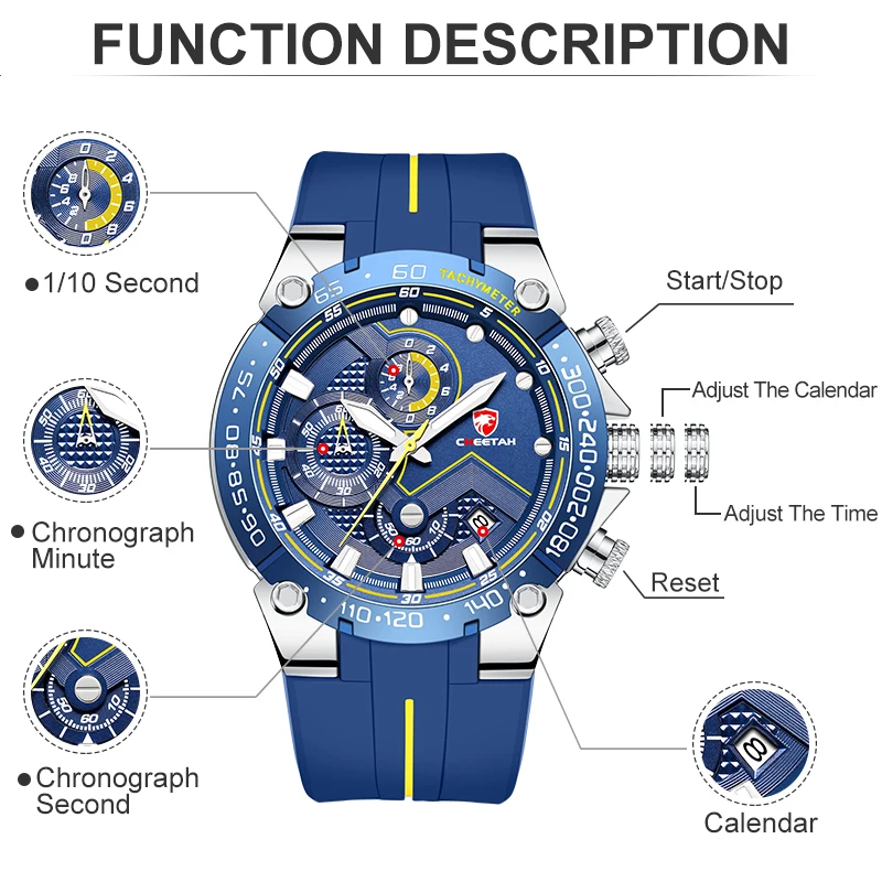 CHEETAH New Watches Mens Brand Big Dial Watch Men Waterproof Quartz Wristwatch Sports new Chronograph Clock 2025 Relogio Masculino