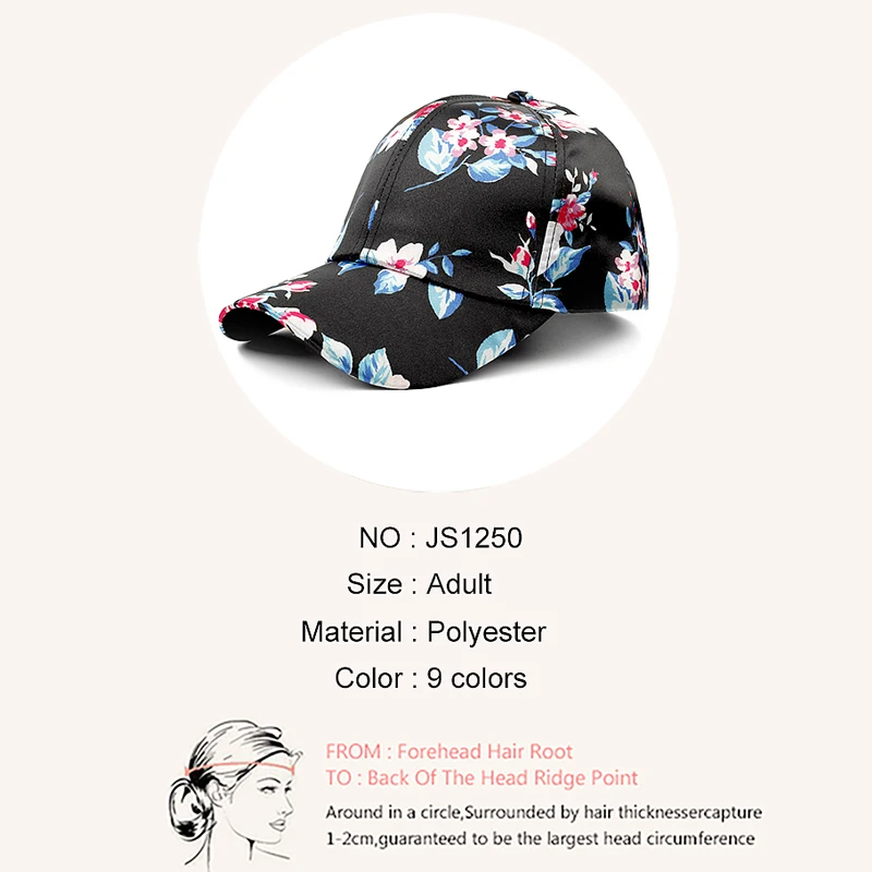 Geebro Women's Print Flower Baseball Caps Ladies New Shade Couple Hats Outdoor Stretch flowers Leaves 2025 Spring Summer new baseball cap