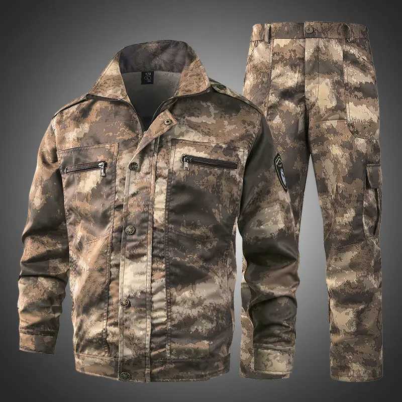 Mens camouflage clothing spring autumn 2022 automatic repair dustproof labor protection single top full set mens cargo jacket W241102