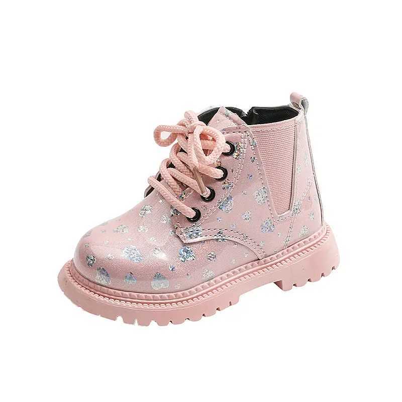Childrens Girls Boots New Autumn Childrens Princess Leather Boots Fashion Gloss Childrens Leather Boots Shoulders Shoes Side Zipper M241102
