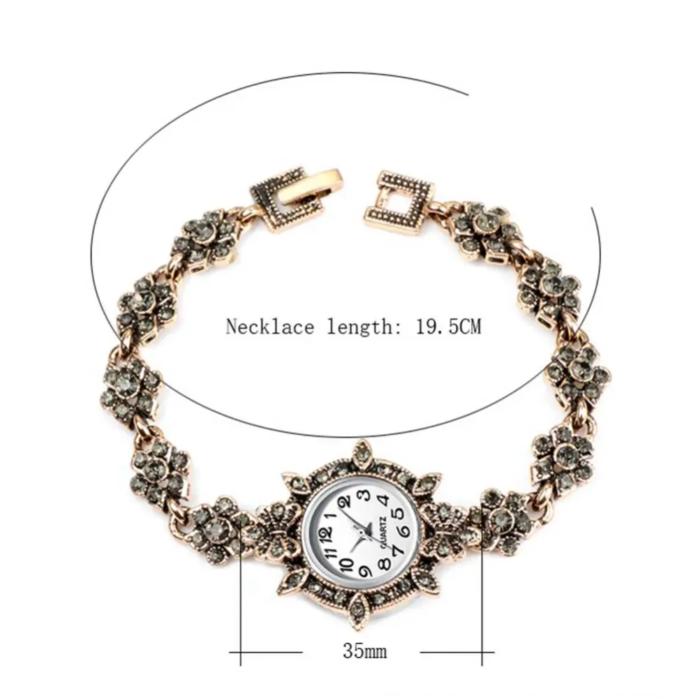 Vintage Women new Rhinestone Flower Charm Round Dial Analog Quartz 2025 Bracelet Watch