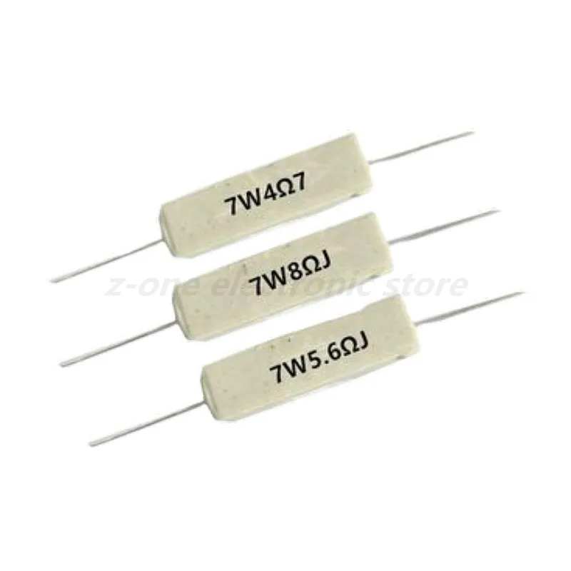 10/pcs 7W 100ohm ohms ceramic cement resistance 0.1R 0.22 0.33 0.47 1 2025 2.2 2.7 3 3.9R 5.1 6.8 8 10 20 30 47 56 68 new 120 300 470ohm