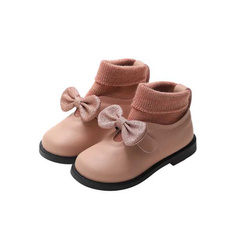 2019 New Ankle Bow Princess Leather Boots for Children Autumn Girls Shoes Winter Baby Shoes 1 M241102