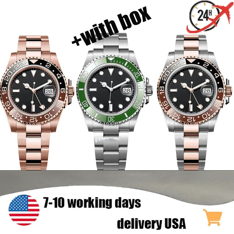 luxury men's luxury fashion watch automatic mechanical movement stainless steel sapphire glass and box