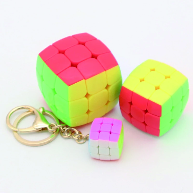 Yong Jun Pillowed Mini 3x3x3 Magic Puzzle Cube Keychain 2cm,3.5cm,4.5cm Professional 3x3 Cubing Speeding Educational Toys