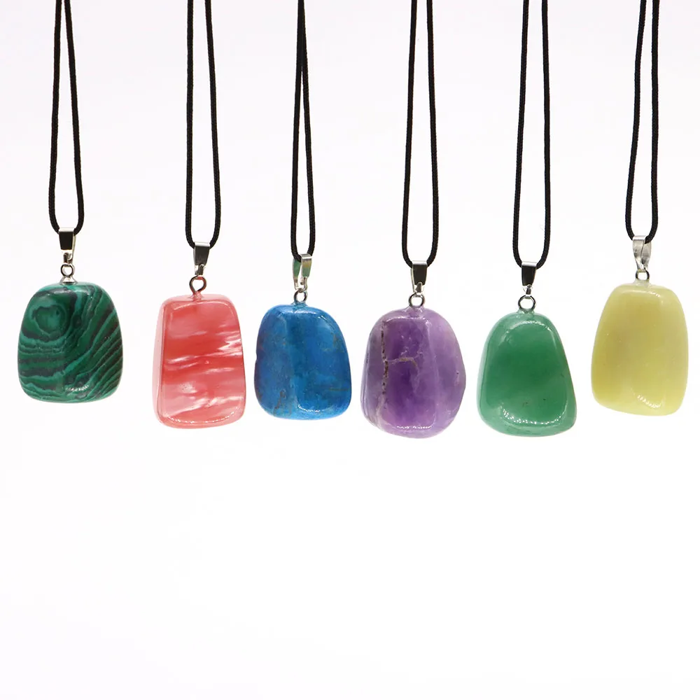 new Natural Crystal Irregular Tumbled Stone Jewelry Rose Quartz 2025 Green Aventurine Reiki Healing Pendants Necklace Mineral Guard Gifts