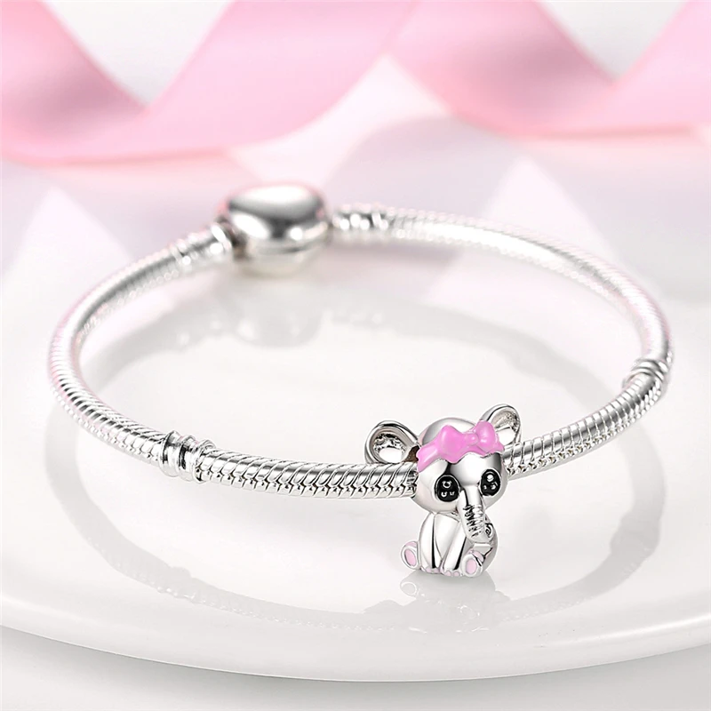 2023 New Silver-Plated Elk Tyrannosaurus Rex Animal Charms Beads Fit Original Pandora Bracelets Fine DIY Christmas Jewelry Gifts