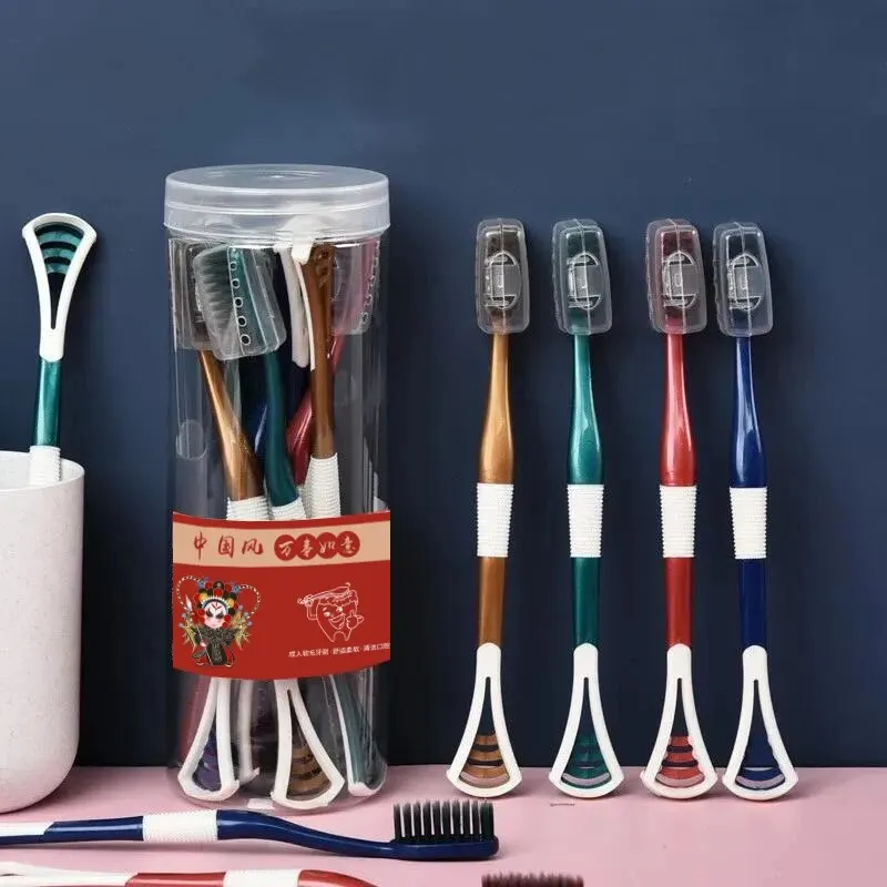 Packages 8 Soft Adult Fur Charcoal Toothbrush for Couples Students Home and Family Combined with Tongue Scraping smile