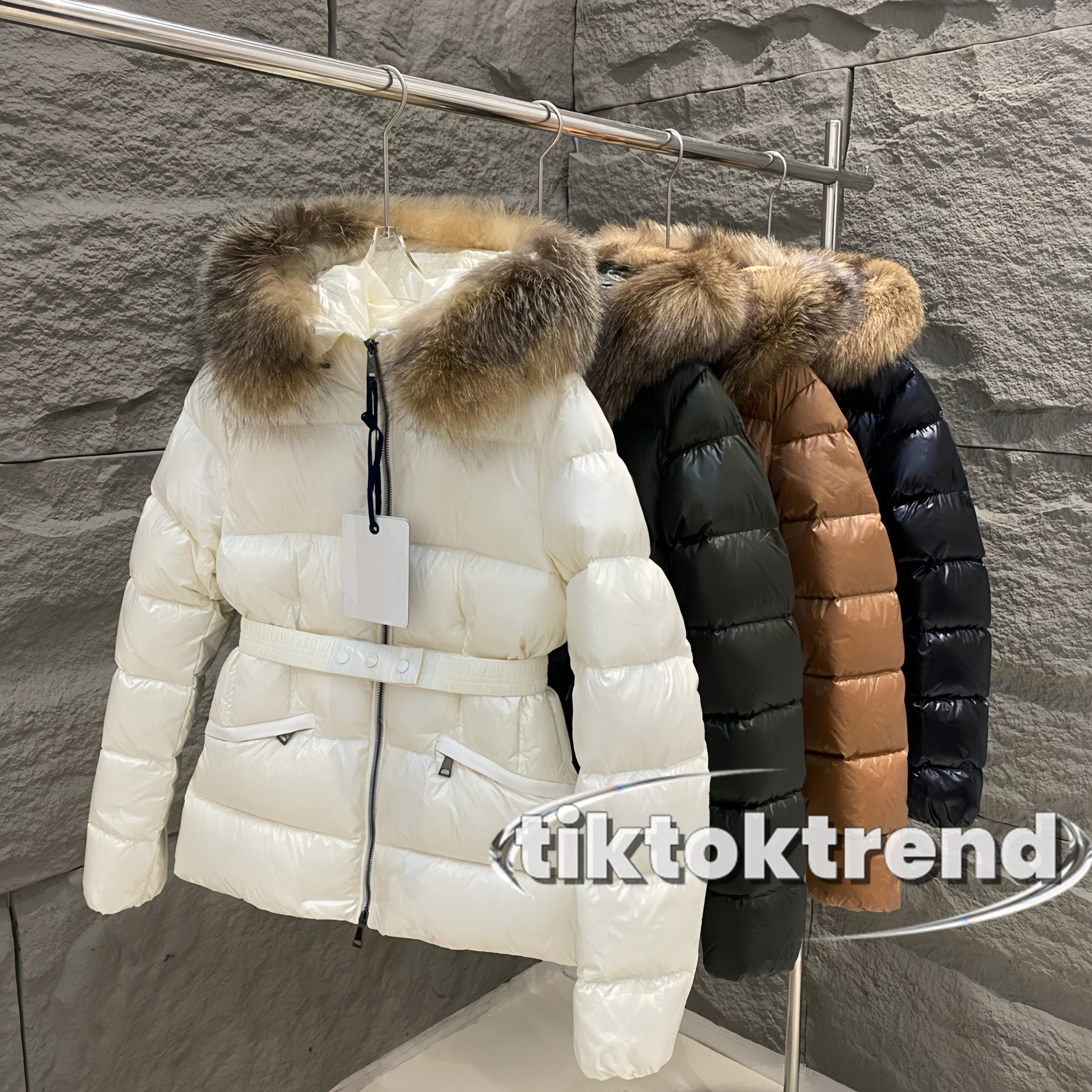 Designer Winter Women's Boed down Jacket Fox Fur collar Embroidered badge Warm Fashion Jacket with Belt Women's cotton coat belt lady cotton coat outerwear S-XL