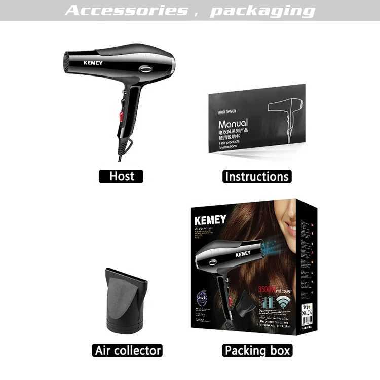 Hair Dryers KEMEI KM-5822 High Quality 3500W High Power Two Speed Three Temperature Adjustment Professional Hair Dryer 240401