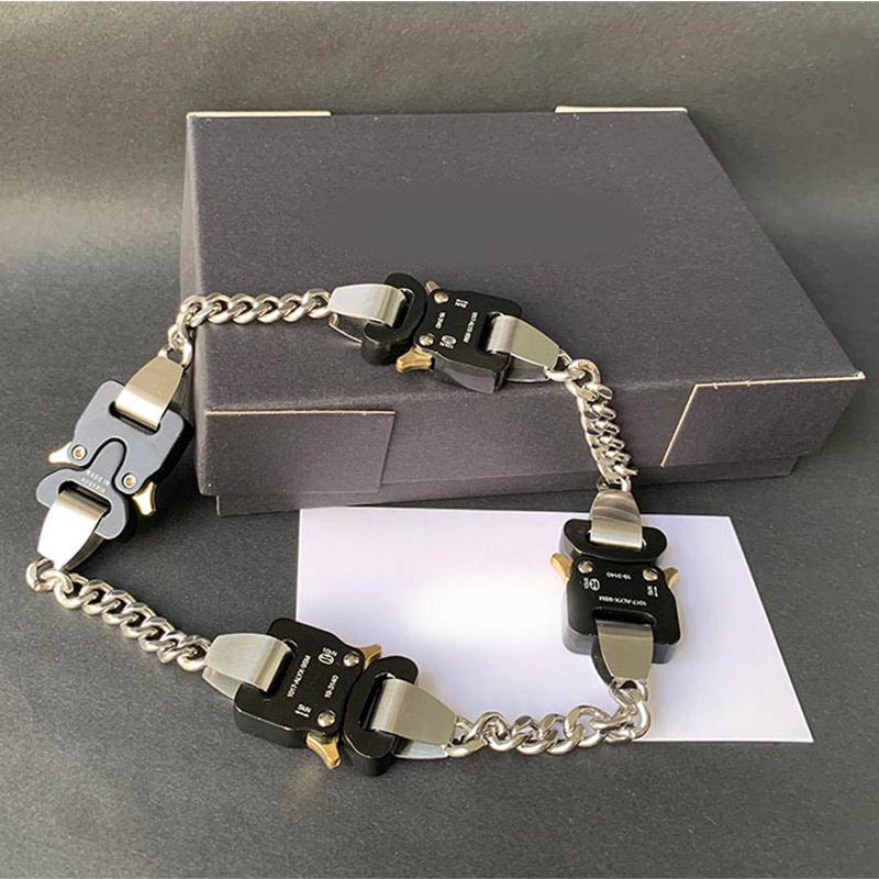 Designer Jewelry Lock Catch Cuban Chains High quality Titanium Stainless Steel 1017 ALYX 9SM Necklace 4 Metal Buckles Hero Chain Men Women Accessories Gift