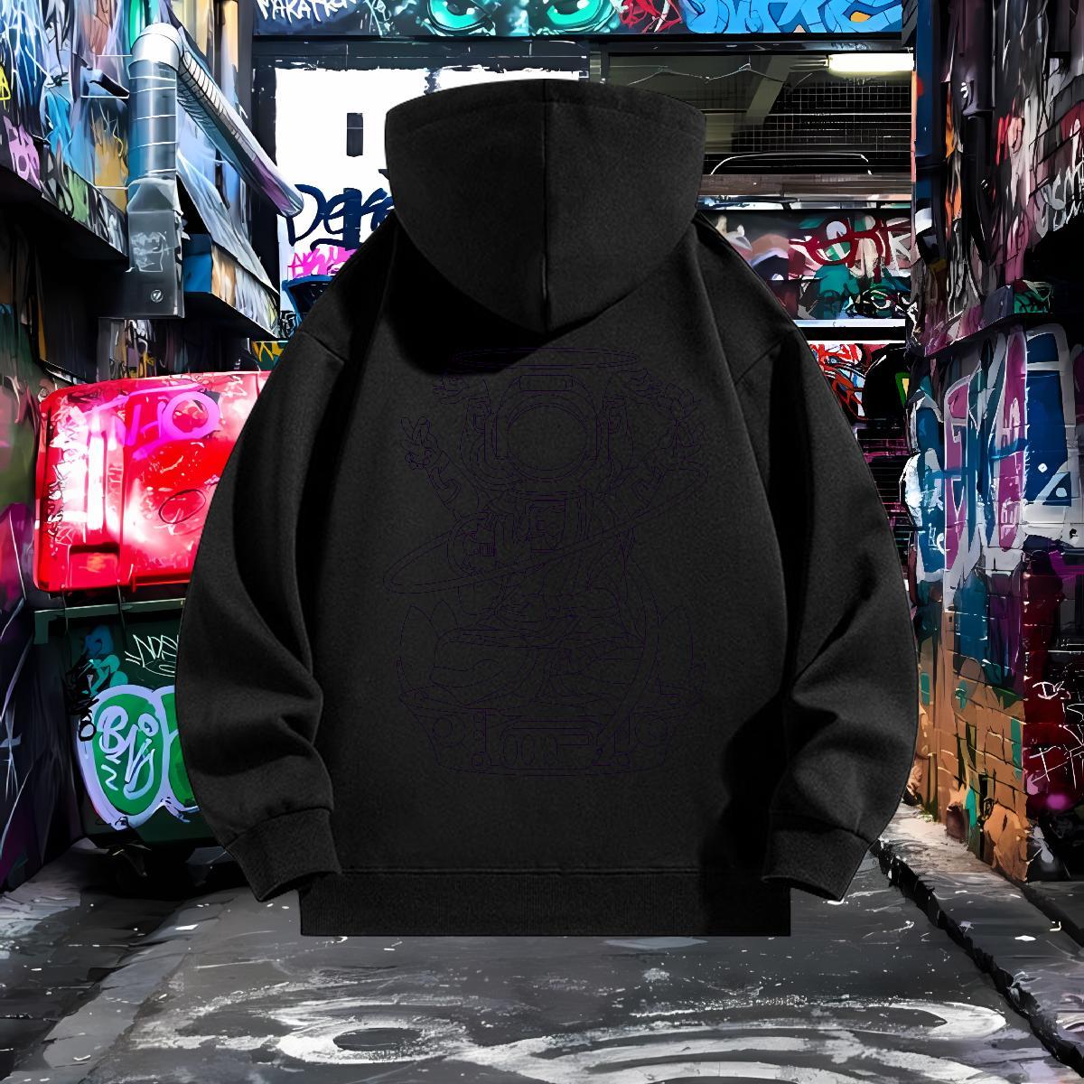 New Mens Hoodie Sweatshirt Hooded Collar Long Sleeves Comfortable Couples Hoodie Cartoon Print Tops Hoodie Daily Wear Cotton 350g