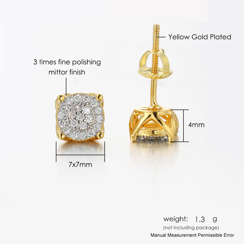 Hip Hop Personalized Thread Earrings Couple Same Style Full Diamond Zircon Earrings Popular Ear Accessories Wholesale