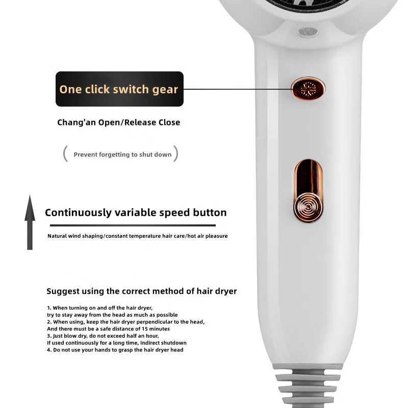 Hair Dryers Non Perforated Wall Mounted Hair Dryer 1300W High-Power Fast Drying Negative Ion Hotel And Guesthouse Home Bathroom Hair Dryer 240401