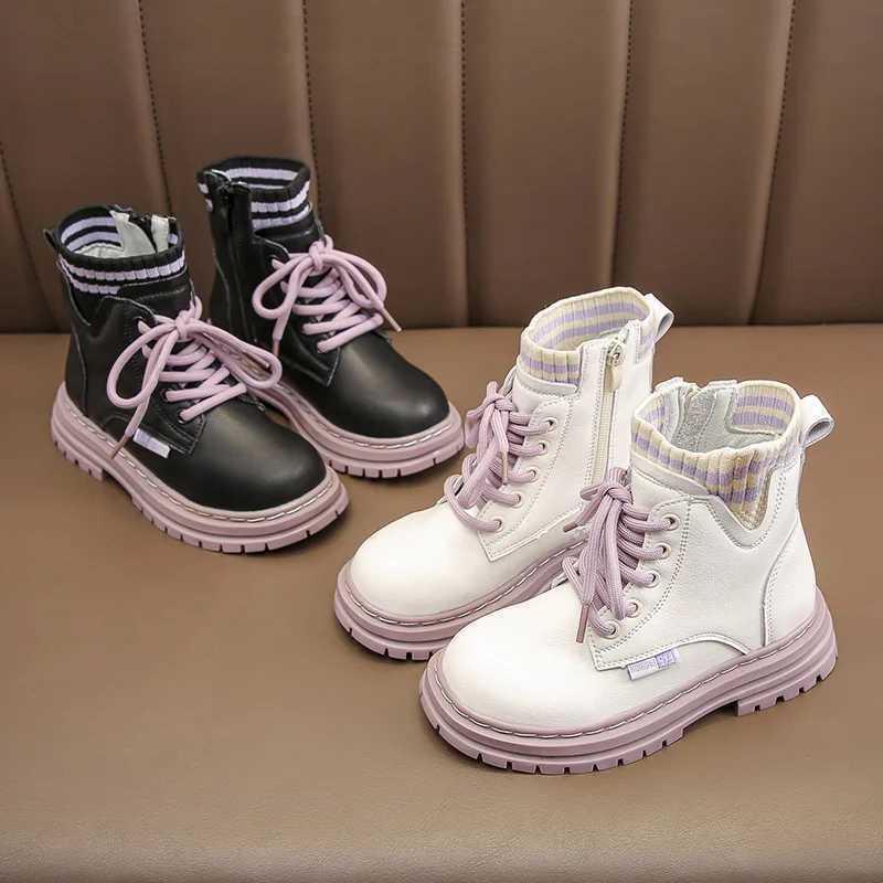 Fashion girls childrens boots autumn and winter casual shoes childrens soft leather ankle boots princess student high top sports shoes M241102