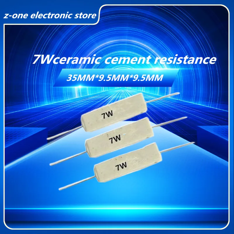 10/pcs 7W 100ohm ohms ceramic cement resistance 0.1R 0.22 0.33 0.47 1 2025 2.2 2.7 3 3.9R 5.1 6.8 8 10 20 30 47 56 68 new 120 300 470ohm