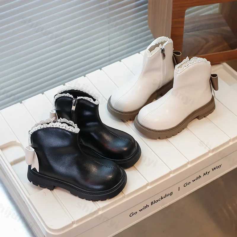 Womens Short Boots Warm Cotton Childrens Ankle Boots Soft Bottom New Womens Fashion Bow Princess Leather Boots Side Zipper Boots M241102