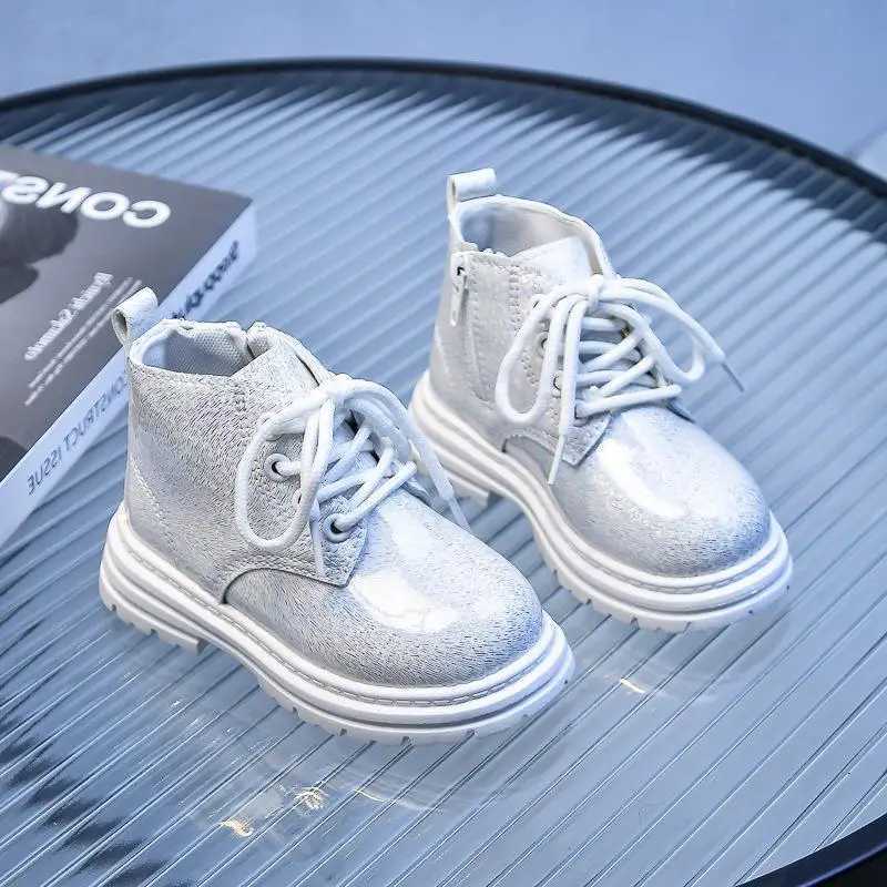 New autumn and winter childrens leather boots waterproof and non slip rubber outsole zipper ankle boots boys and girls childrens shoes M241102