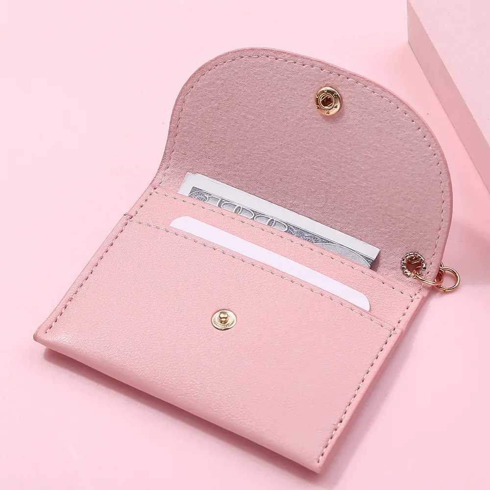 Coin Purse Women Simple Fi PU Leather Buckle Ultra-thin Mini Change Purses Keychain Wallets Card Holder Pouch Small WalletXJ241111