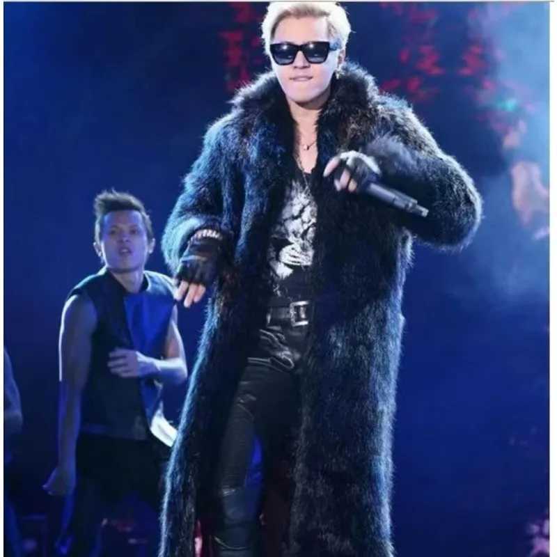 Fluffy Black Long Faux Fur Coat Men Winter Windproof Jacket Thick Warm Windbreaker Mink Fur Jacket Plus Size Lapel Overcoat 6XLXJ241102