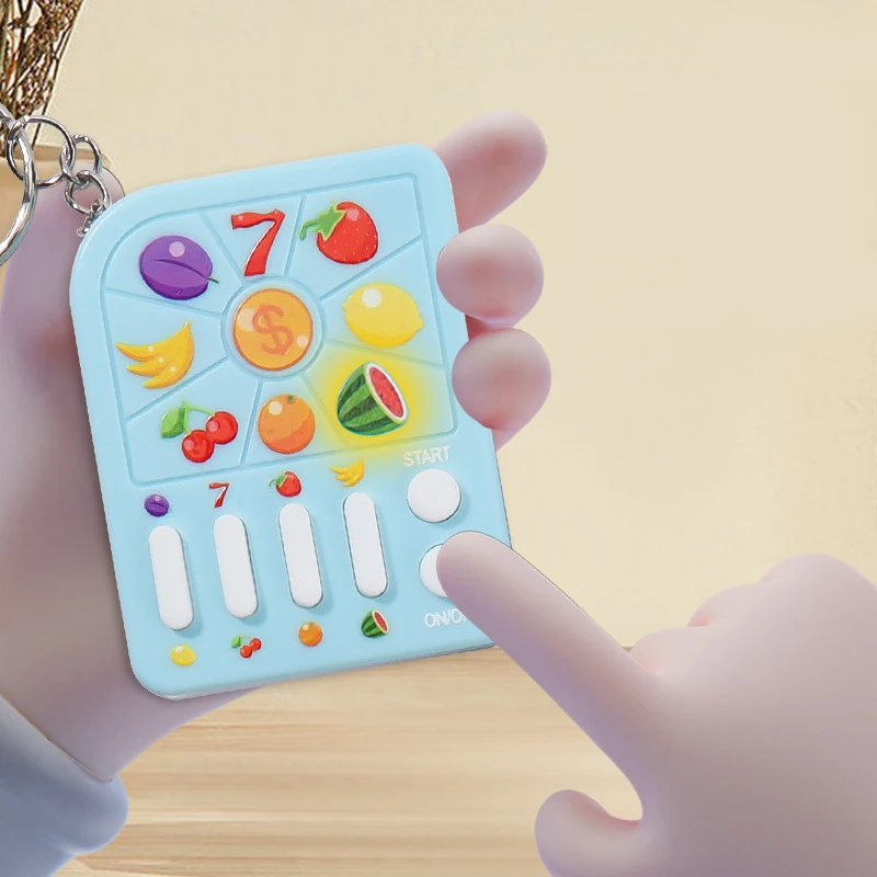 Lucky Jackpot Mini Fruit Game Machine Winning Digital Game Machine Keychain Children's Funny Educational Toys Gift