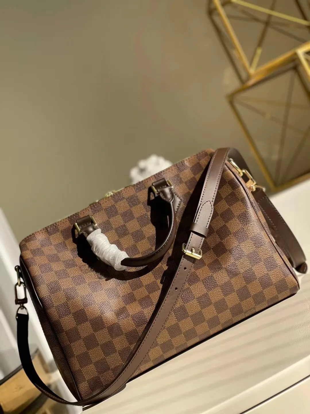 Small travel bag Handbags Classic Genuine Leather Women Shopping Bags Purse Tote Fashion ShoulderBags Flower Checkers Grid Serial Number--25-30-35