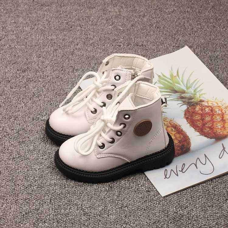 Childrens leather anti slip single boots new UK Sle childrens trendy boots boys and girls soft lace zipper ankle boots hot M241102