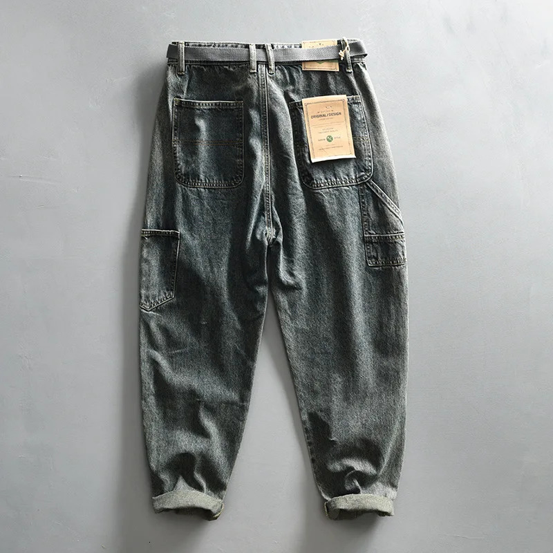 2024 Spring Vintage Tapered Straight Jeans for Men Clothing Cargo Soft Cotton Casual Streetwear Men Pants KK1035 241024