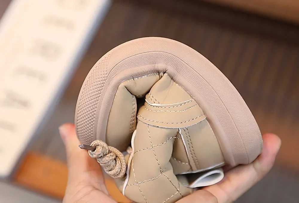 Trend Fashion Winter Womens Shoes Korean Sled PU Leather Childrens Snow Boots Thick Warm Plush Shoes Childrens Artificial Fur M241102