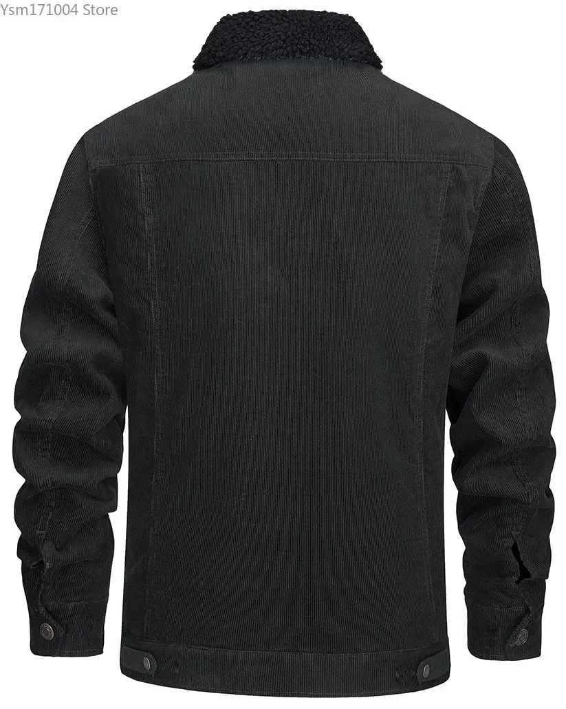 Mens Luxury Denim Jacket Corduroy Jacket Retro Sherpa Flce Windbreker Thick Warm Winter Jacket with LTIPL Pocket Casual W241102