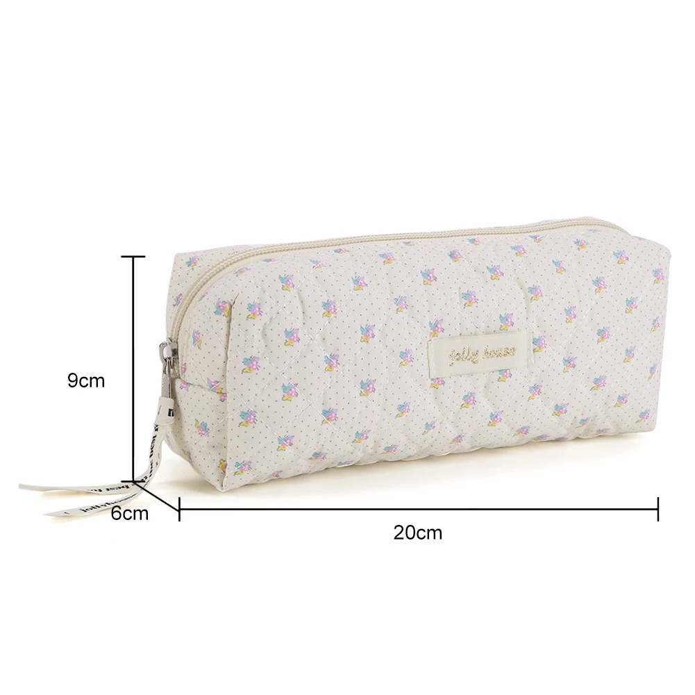 Womens makeup bag zippered makeup storage bag cotton print large capacity daily use bag wallet set 241031