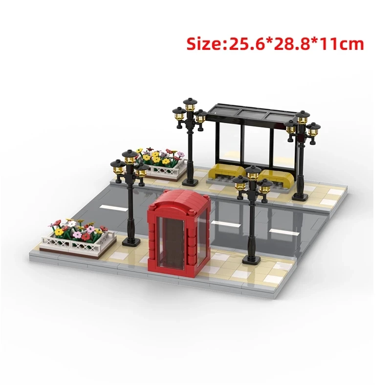 Compatible City Street View Building Bricks MOC Road Traffic Lights Sign Blocks Base Friends Bricks DIY Toys for Boys Girls Gift