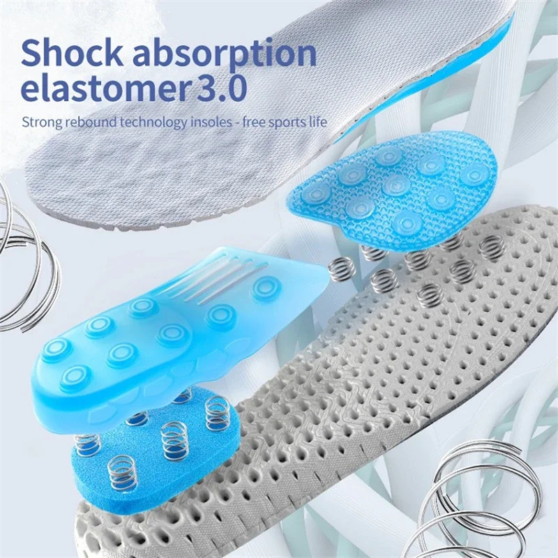 Sport Spring Silicone Gel Insoles for Women Men Ortic Sole Pad For Shoes Deont Breathable Cushion Running Feet 240321