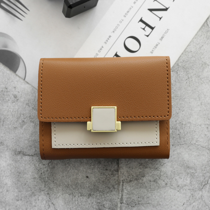 Small Wallet Women Short Cute 2025 Girls Wallet Patchwork Credit Bank Card new Holder Wallets Metal Buckle Purses Female Coin Purse